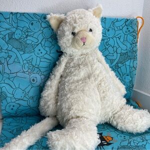 RETIRED RARE Jellycat Bianca White Cresm Kitty Cat Size Medium 15” cute face